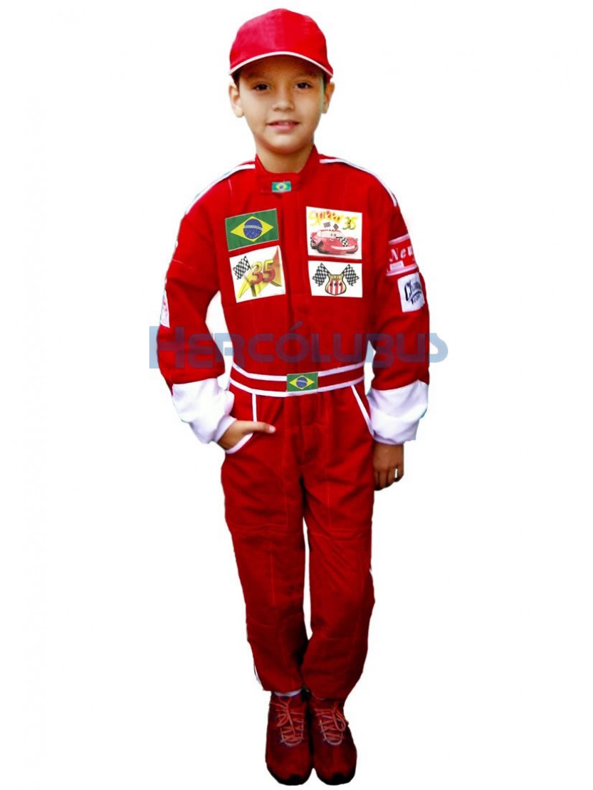 Macacão Infantil de Piloto F1 e McQueen + Boné popup